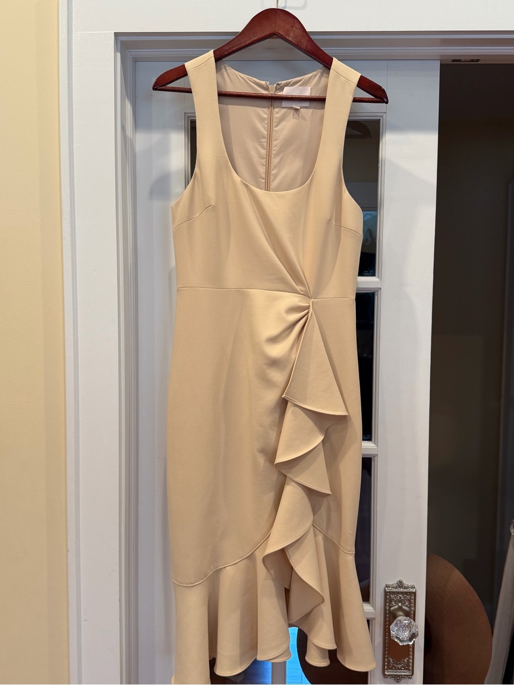 Cinq a Sept Cream Ruffle Midi Dress